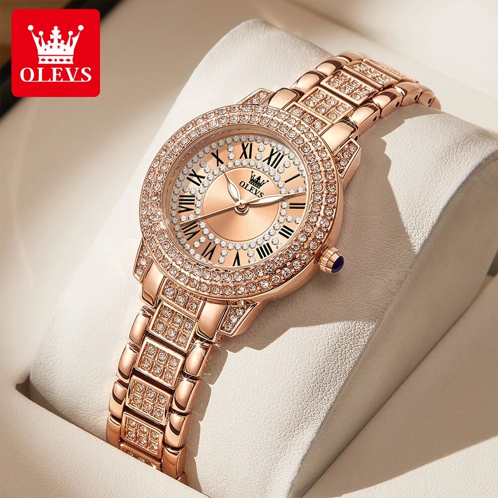 Luxury Watch Logos - Olevs 9943 luxo todo diamante original