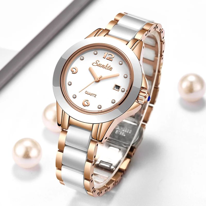 Luxury Watch For Women - Sunkta moda casual quartzo mulher relógio