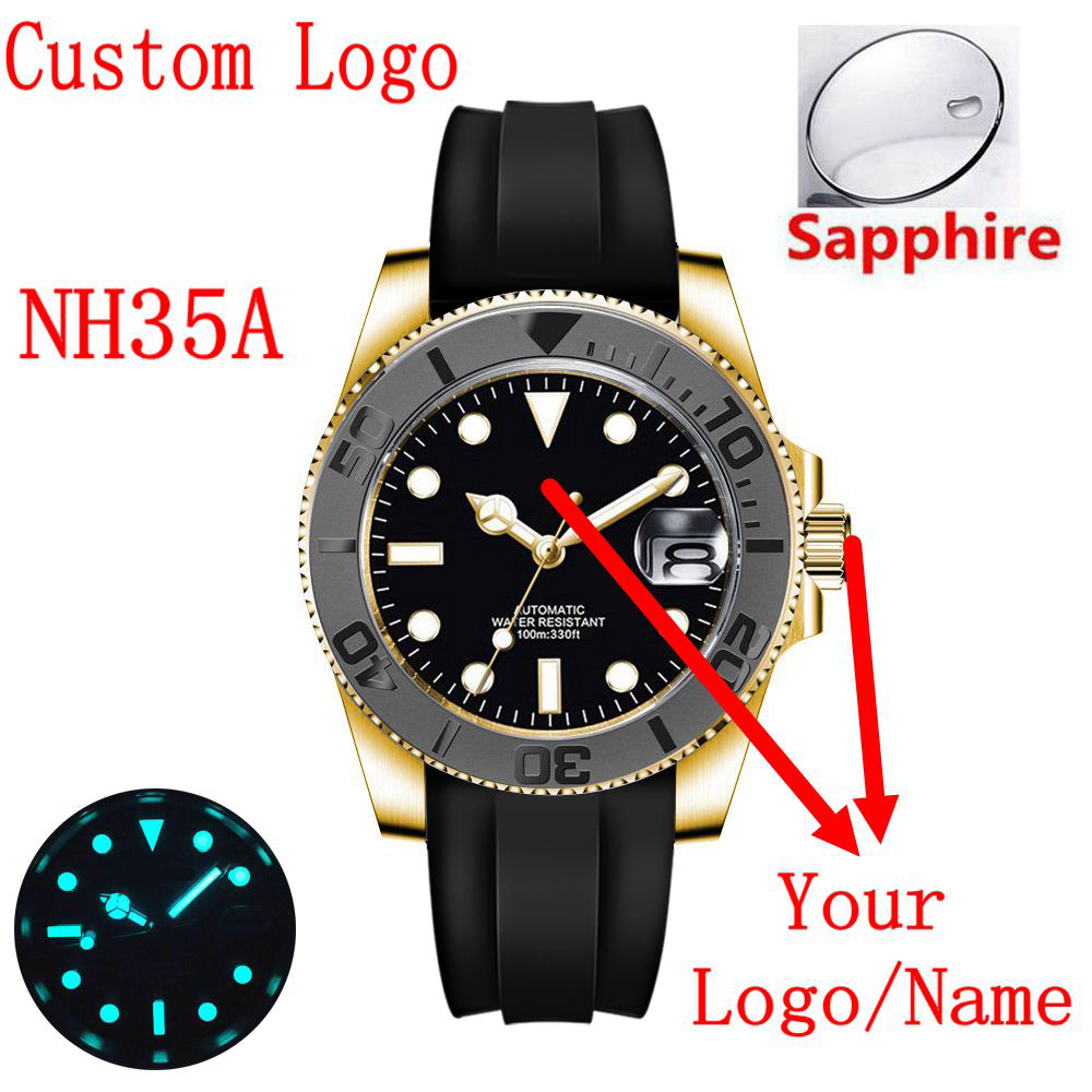 Luxury Watch Logos - Logotipo personalizado 40mluxo nh35/miyota relógio de