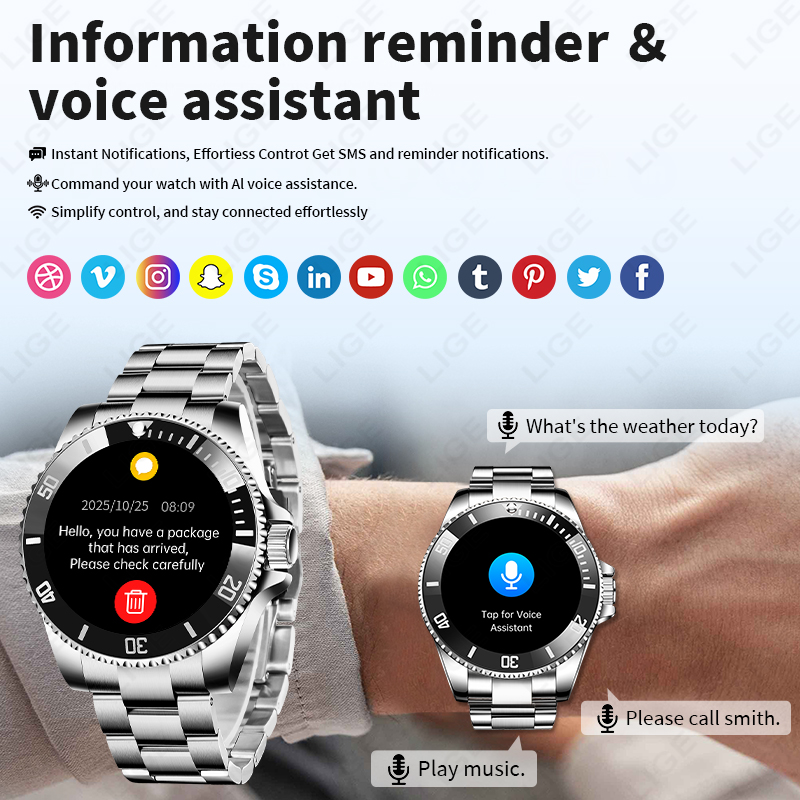 Relógio Inteligente LIGE 2026  - Luxury Watch Arabic avaliação e preço