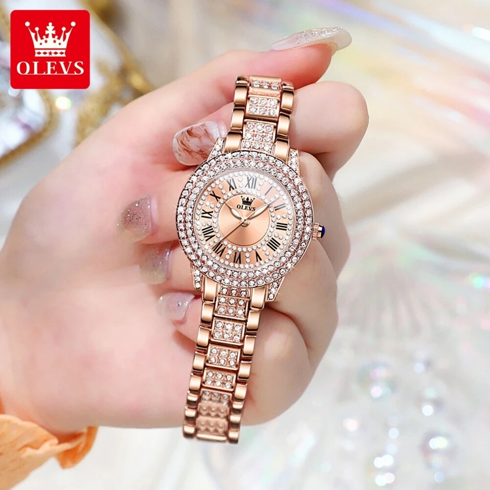 Olevs 9943 luxo todo diamante  - Luxury Watch Logos avaliação e preço
