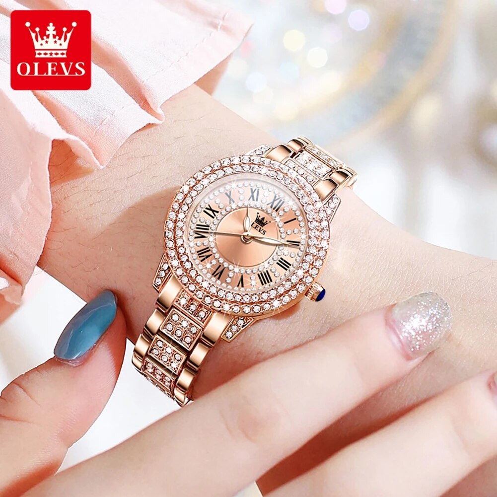 Olevs 9943 luxo todo diamante  - Luxury Watch Logos avaliação e preço