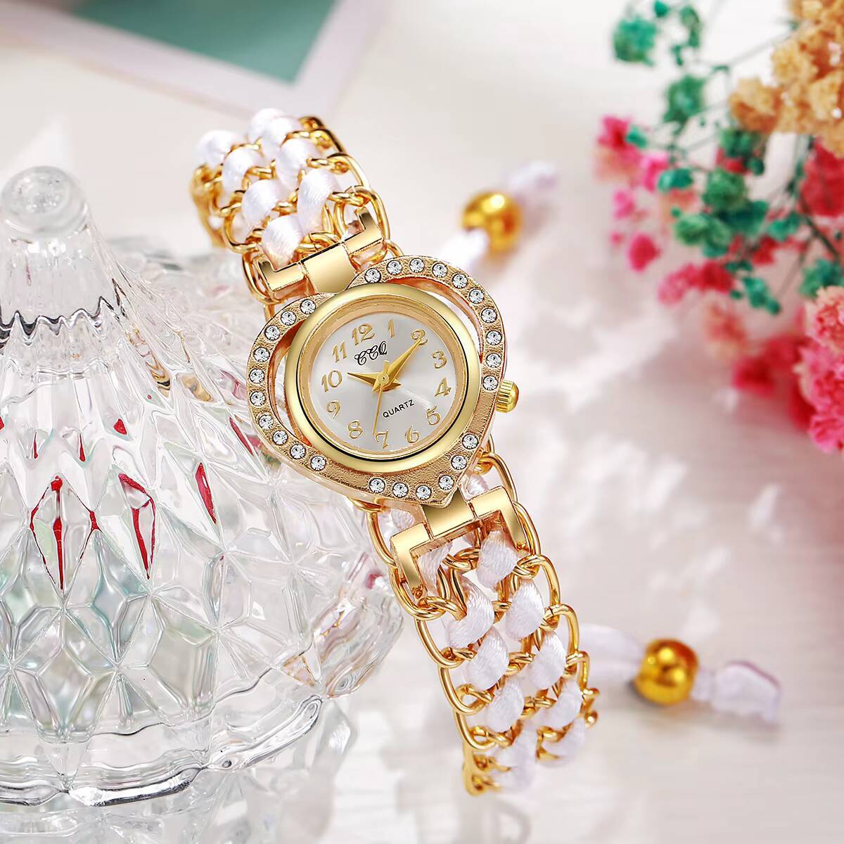 Moda strass coração dial relóg - Open Heart Watch avaliação e preço